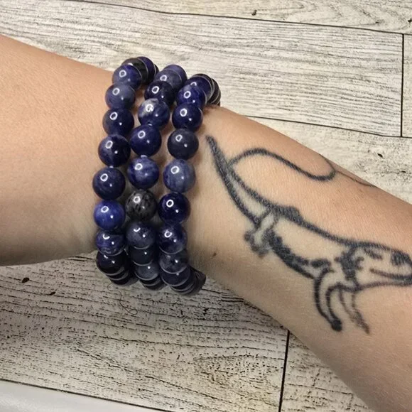 Lapis Lazuli Crystal Beaded Bracelet - Picture 4 of 4